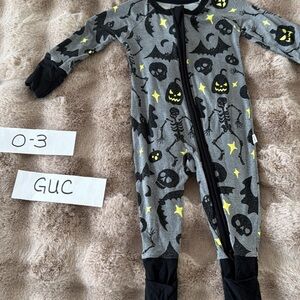 Little Sleepies Gray and Black Halloween Kids Footie